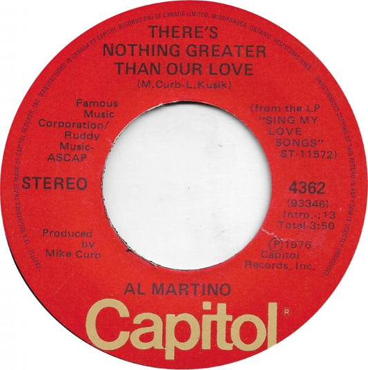 Al Martino - There's Nothing Greater Than Our Love Vinyl Singles Vinyl Goed / Hoes Generic
