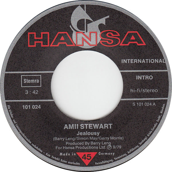 Amii Stewart - Jealousy Vinyl Zeer Goed / Hoesje Generic "VINYLSINGLES.NL"