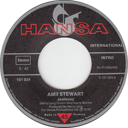 Amii Stewart - Jealousy Vinyl Zeer Goed / Hoesje Generic "VINYLSINGLES.NL"
