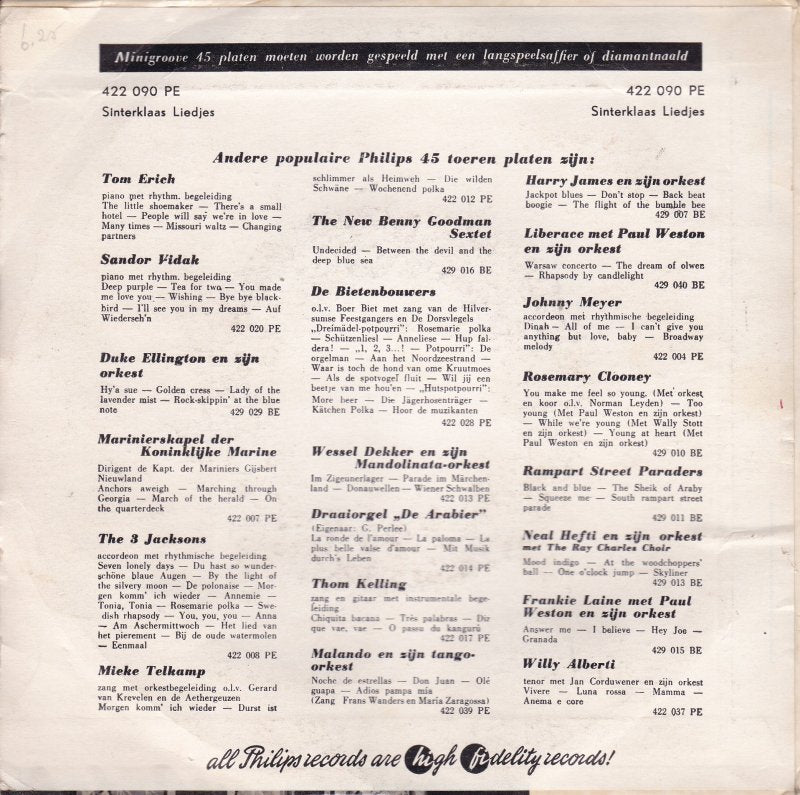 Amsterdams Kinderkoor - Sinterklaas Liedjes Vinyl Singles Vinyl Very Good (VG) <br> Hoes Good Plus (G+)