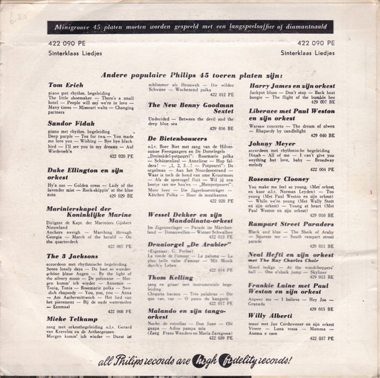 Amsterdams Kinderkoor - Sinterklaas Liedjes Vinyl Singles Vinyl Zeer Goed / Hoesje Goed "VINYLSINGLES.NL"