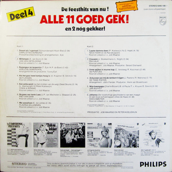 Various - Alle 11 Goed Gek! En 2 Nóg Gekker! Deel 4 (LP) 43412