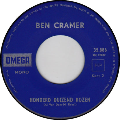 Ben Cramer - Mona Lisa Vinyl Singles Vinyl Zeer Goed / Hoesje Generic "VINYLSINGLES.NL"