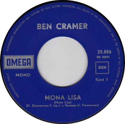 Ben Cramer - Mona Lisa Vinyl Singles Vinyl Zeer Goed / Hoesje Generic "VINYLSINGLES.NL"