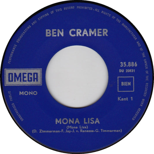 Ben Cramer - Mona Lisa Vinyl Singles Vinyl Zeer Goed / Hoesje Generic "VINYLSINGLES.NL"