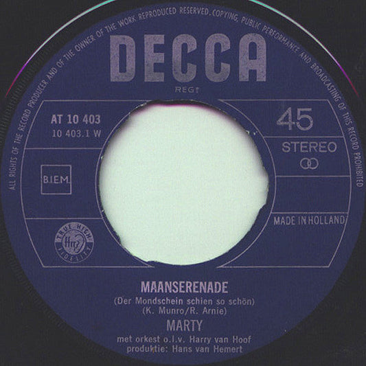 Marty - Maanserenade 29753 Vinyl Singles Hoes: Generic