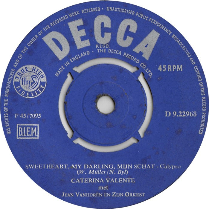 Caterina Valente - Bon Giorno Vinyl Singles Vinyl Very Good (VG) <br> Hoes Generic