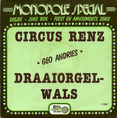 Geo Andries - Circus Renz Vinyl Singles Vinyl Zeer Goed / Hoesje Goed "VINYLSINGLES.NL"