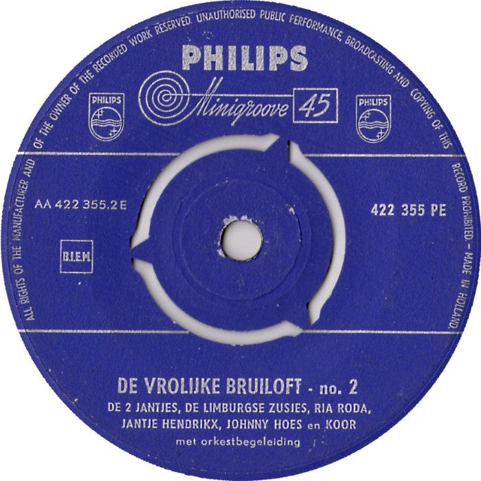 Johnny Hoes - De Vrolijke bruiloft No.1 (EP) 33703 Vinyl Singles EP Goede Staat