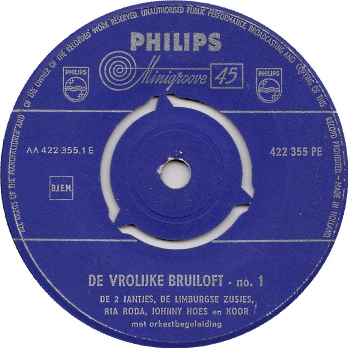 Johnny Hoes - De Vrolijke bruiloft No.1 (EP) 33703 Vinyl Singles EP Goede Staat