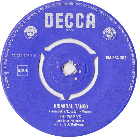 Wama's - Kriminal Tango 33773 Vinyl Singles VINYLSINGLES.NL