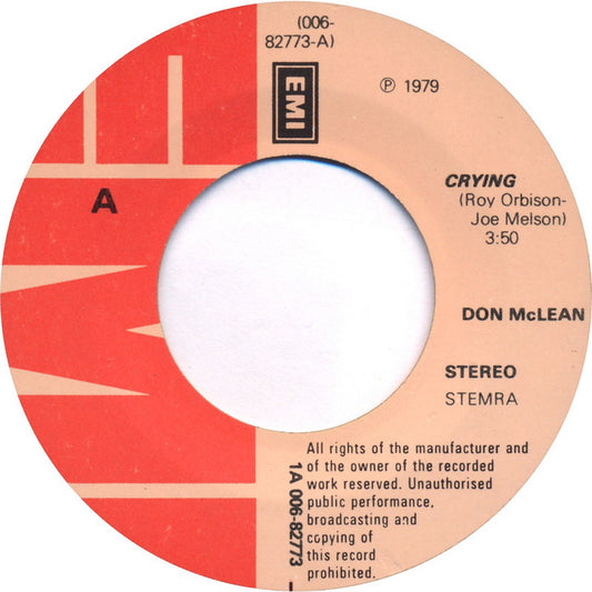 Don McLean - Crying 36141 Vinyl Singles Hoes: Generic