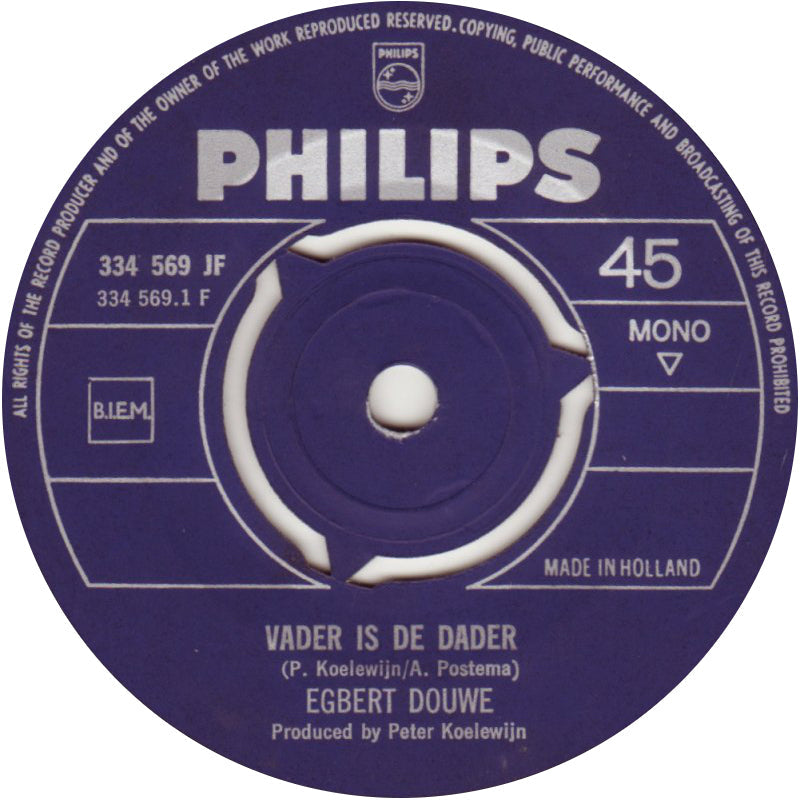 Egbert Douwe - Vader Is De Dader Vinyl Singles Vinyl Very Good (VG) <br> Hoes Generic