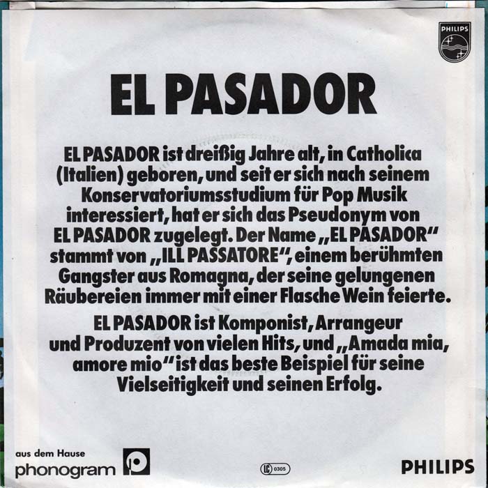 El Pasador - Amada Mia, Amore Mio