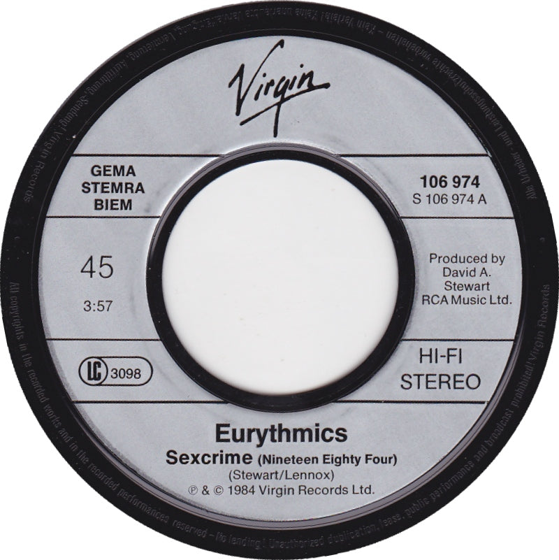 Eurythmics - Sexcrime 01932 Vinyl Singles Hoes: Generic