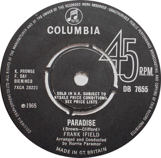 Frank Ifield - Paradise Vinyl Singles Vinyl Zeer Goed / Hoesje Generic "VINYLSINGLES.NL"