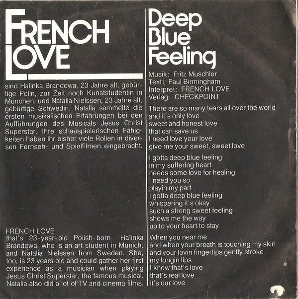French Love - Deep Blue Feeling Vinyl Singles Vinyl Very Good (VG) <br> Hoes Good Plus (G+)