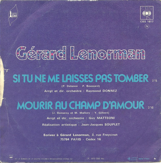 Gérard Lenorman - Si Tu Ne Me Laisses Pas Tomber Vinyl Singles Vinyl Zeer Goed / Hoesje Goed "VINYLSINGLES.NL"
