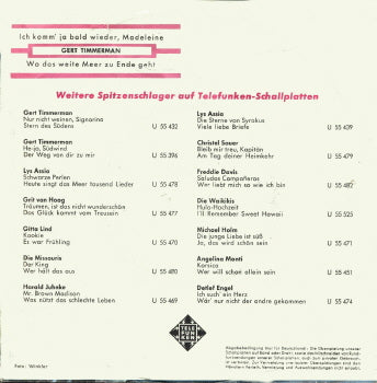 Gert Timmerman - Ich Komm' Ja Bald Wieder, Madeleine 38913 Vinyl Singles Goede Staat