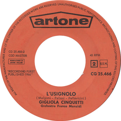 Gigliola Cinquetti - Dommage, Dommage Vinyl Singles Vinyl Very Good (VG) <br> Hoes Good Plus (G+)