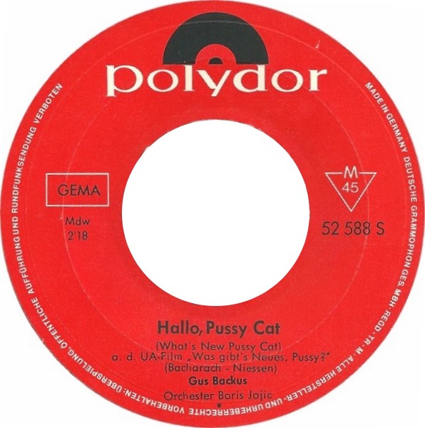 Gus Backus - Bohnen In Die Ohren Vinyl Singles Vinyl: Zeer Goed <br> Hoes: Generic