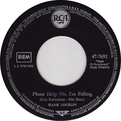 Hank Locklin - Please Help Me, I'm Falling Vinyl Singles Vinyl Very Good (VG) <br> Hoes Generic