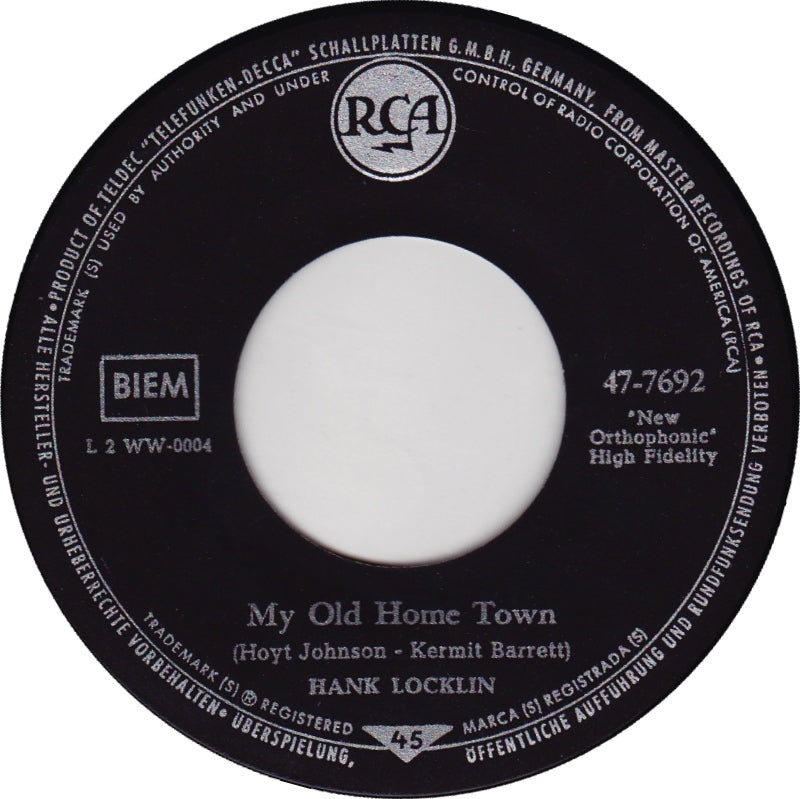 Hank Locklin - Please Help Me, I'm Falling Vinyl Singles Vinyl Very Good (VG) <br> Hoes Generic