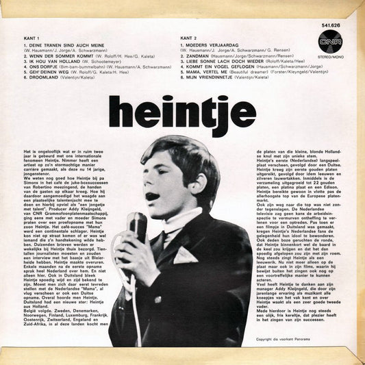 Heintje - Hits Van Heintje (LP) Vinyl LP Vinyl Zeer Goed / Hoesje Goed "VINYLSINGLES.NL"