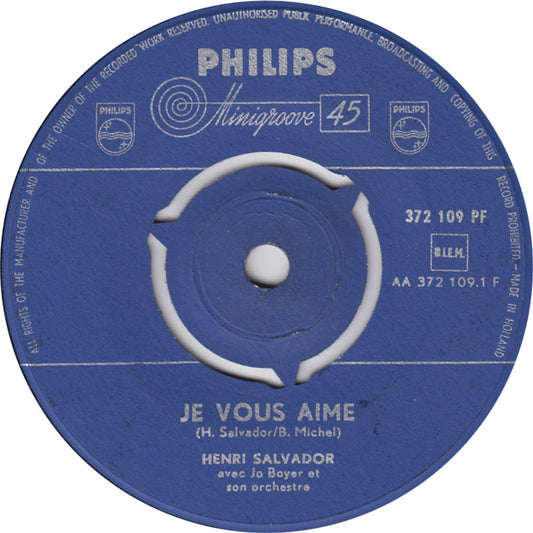 Henri Salvador - Je Vous Aime 18864 Vinyl Singles VINYLSINGLES.NL