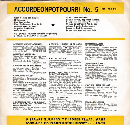 Scala Trio - Accordeonpotpourri no. 5 (EP) 33774 Vinyl Singles EP Goede Staat