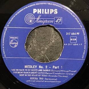 Hotcha Trio - Medley No. 2 Vinyl Singles Vinyl Very Good (VG) <br> Hoes Good Plus (G+)