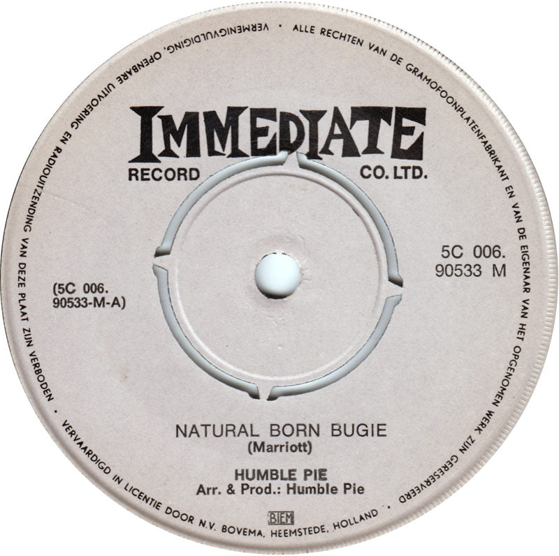 Humble Pie - Natural Born Bugie Vinyl Singles Vinyl (VG) <br> Hoes (G+)
