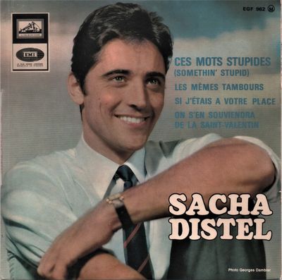 Sacha Distel - Ces Mots Stupides (Somethin' Stupid) Vinyl Singles Vinyl Zeer Goed / Hoesje Goed "VINYLSINGLES.NL"
