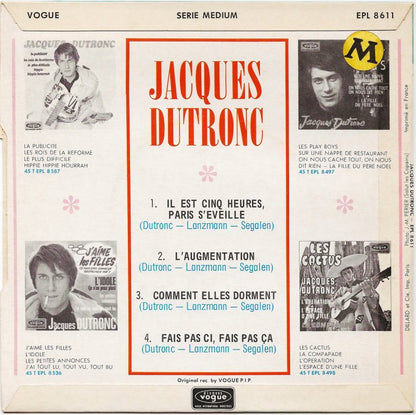 Jacques Dutronc - Il Est Cinq Heures, Paris S'éveille Vinyl Singles Vinyl (VG) <br> Hoes (G+)