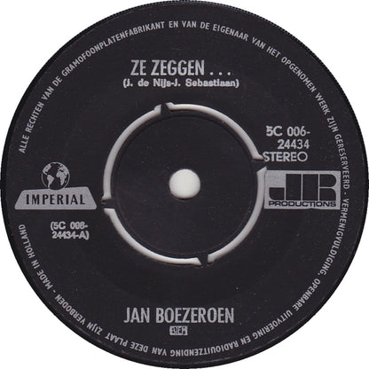 Jan Boezeroen - Ze Zeggen... Vinyl Singles Vinyl (VG) <br> Hoes Generic