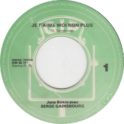 Jane Birkin - Je T'aime Moi Non Plus Vinyl Singles Vinyl (VG) <br> Hoes Generic