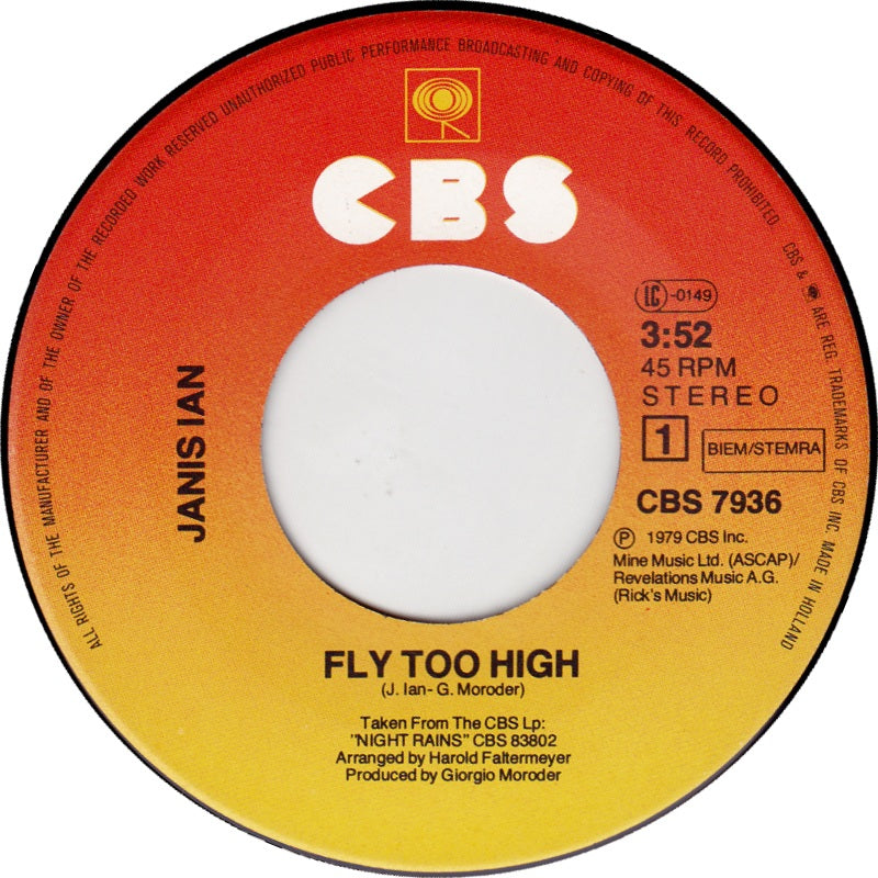 Janis Ian - Fly Too High Vinyl Zeer Goed / Hoesje Generic "VINYLSINGLES.NL"