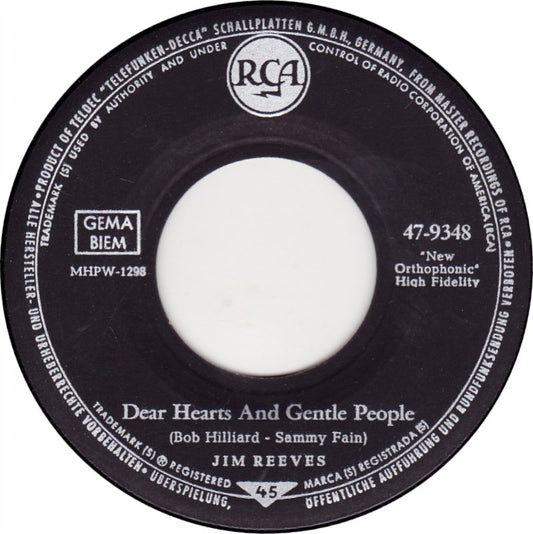 Jim Reeves - Whispering Hope Vinyl Singles Vinyl Zeer Goed / Hoesje Goed "VINYLSINGLES.NL"