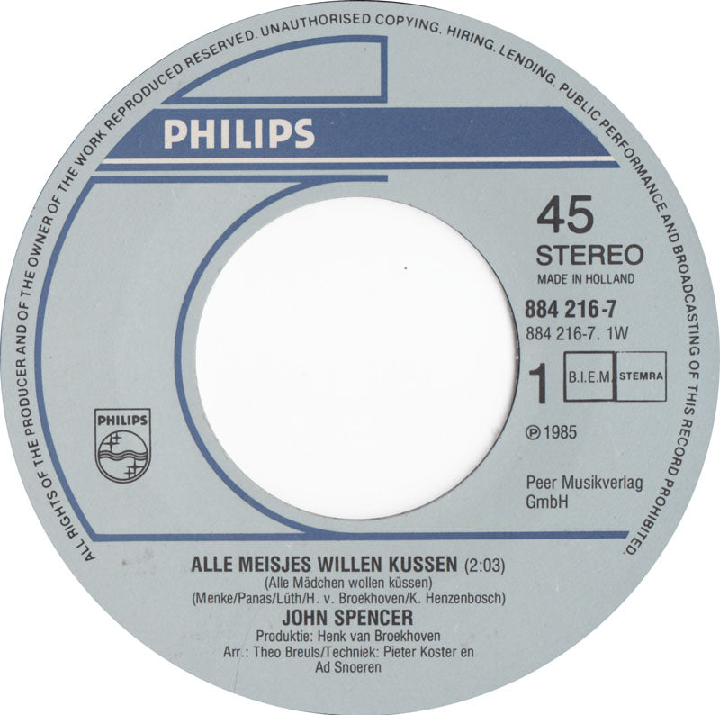 John Spencer - Alle Meisjes Willen Kussen
