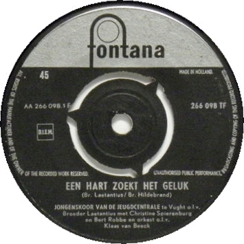 Jongenskoor Van De Jeugdcentrale Te Vught - Een Hart Zoekt Het Geluk Vinyl Singles Vinyl Very Good (VG) <br> Hoes Generic