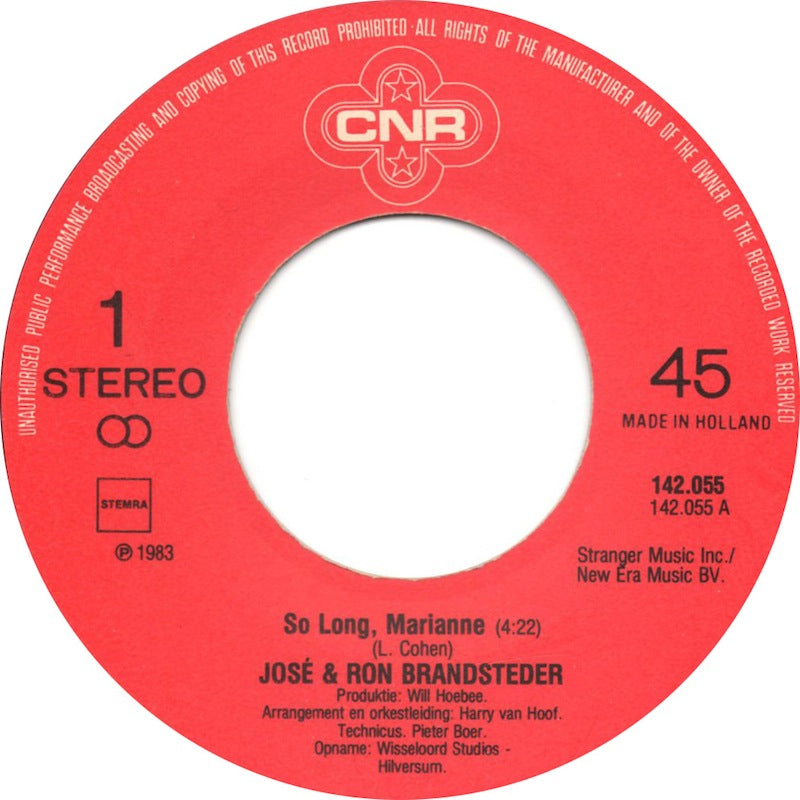 José & Ron Brandsteder - So Long, Marianne