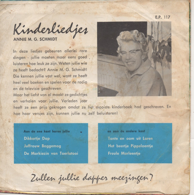 Kinderkoor Jong Nederland - Kinderliedjes A. M. G. Schmidt Vinyl Singles Vinyl Very Good (VG) <br> Hoes Good Plus (G+)