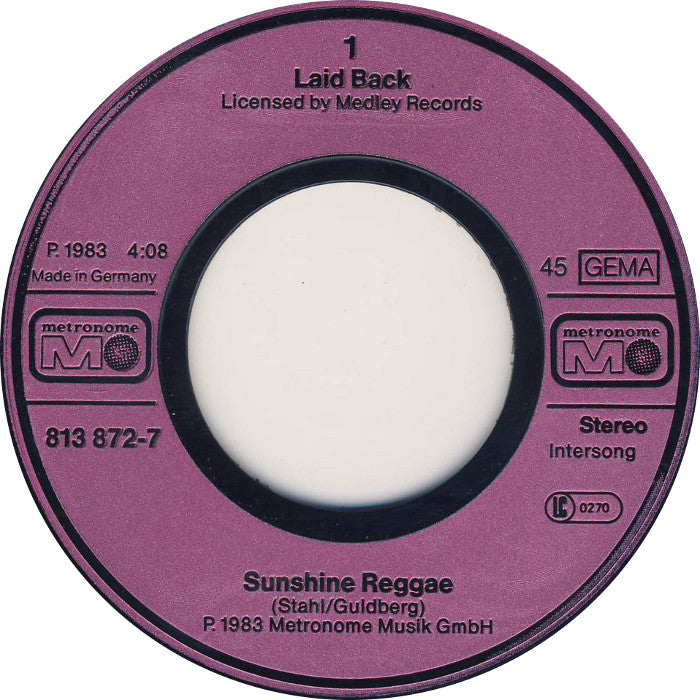 Laid Back - Sunshine Reggae Vinyl Singles Vinyl (VG) <br> Hoes Generic
