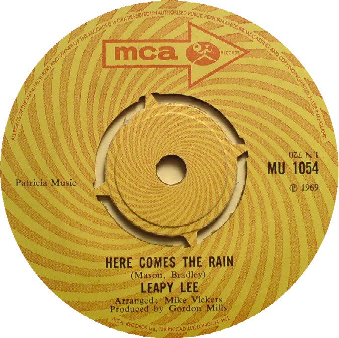 Leapy Lee - Here Comes The Rain Vinyl Singles EP Vinyl (VG) <br> Hoes Generic