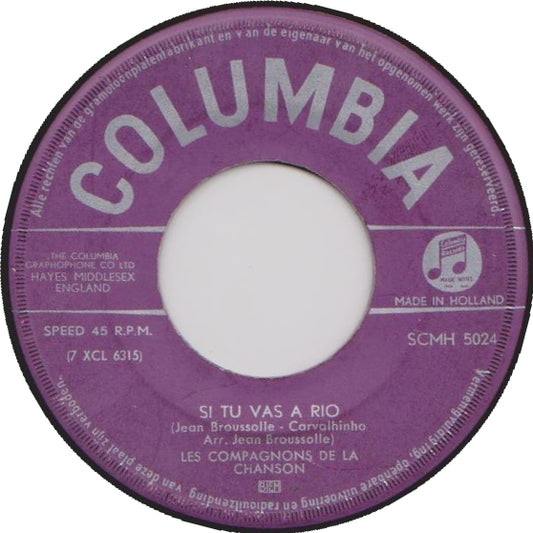 Les Compagnons De La Chanson - Sarah Sarah Vinyl Singles Vinyl Zeer Goed / Hoesje Generic "VINYLSINGLES.NL"