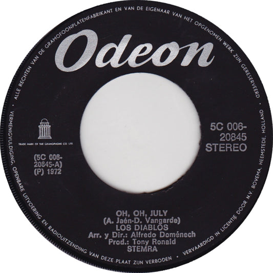 Los Diablos - Oh,Oh,July Vinyl Singles Vinyl Very Good (VG) <br> Hoes Generic