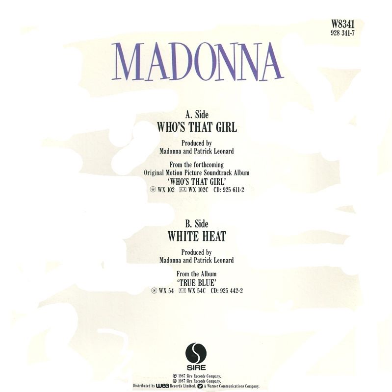 Madonna - Who's That Girl Vinyl Singles Vinyl Very Good (VG) <br> Hoes Good Plus (G+)