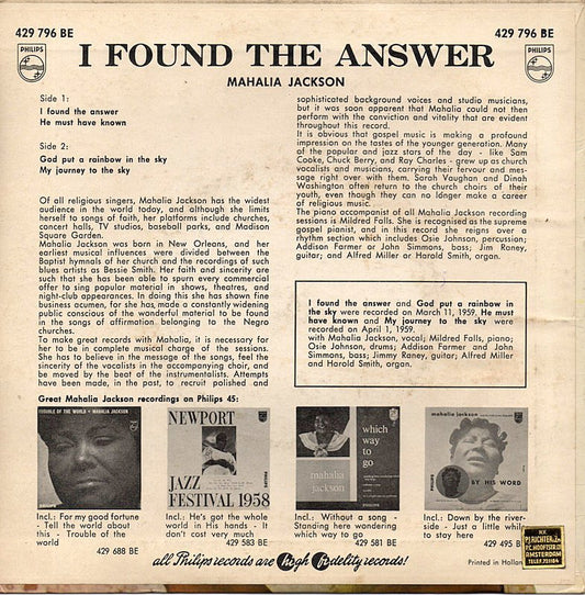 Mahalia Jackson - I Found The Answer