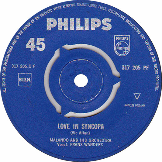Malando And His Tango Orchestra - Love In Syncopa Vinyl Singles Vinyl Very Good (VG) <br> Hoes Generic