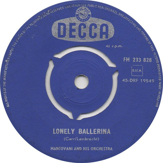 Mantovani And His Orchestra - Lonely Ballerina Vinyl Singles Vinyl Zeer Goed / Hoesje Generic "VINYLSINGLES.NL"